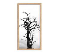 Lone Dead Tree Silhouette Black White Framed Wall Art Print Long 25X12 Inch