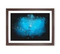 Lone Dolphin Paint Splash Modern Art Framed Wall Art Print, Ready to Hang Picture for Living Room Bedroom Home Office Décor, Walnut A4 (34 x 25 cm)
