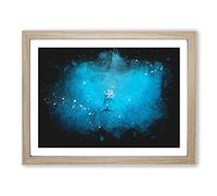 Lone Dolphin Paint Splash Modern Art Framed Wall Art Print, Ready to Hang Picture for Living Room Bedroom Home Office Décor, Oak A4 (34 x 25 cm)