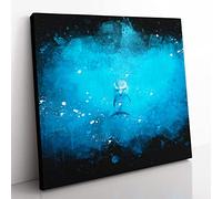 Lone Dolphin Paint Splash Modern Canvas Wall Art Print Ready to Hang, Framed Picture for Living Room Bedroom Home Office Décor, 35x35 cm (14x14 Inch)