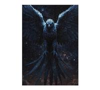 Lone Eagle Soars Night Sky Themed Wooden Jigsaw Puzzle for Adults, 300 PCS