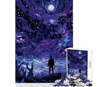 Lone Figure Facing Cosmic Horror Over The Ocean 1000 Piece Jigsaw Puzzles for Adults Improve Overall Mental Performance Mindful Soothing Leisure Game (38x26cm)