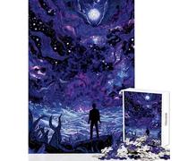 Lone Figure Facing Cosmic Horror Over The Ocean 1000 Piece Jigsaw Puzzles for Adults Improve Overall Mental Performance Mindful Soothing Leisure Game (38x52cm)