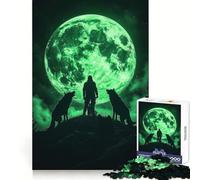 Lone Figure with Wolves Howling at The Moon Adult Jigsaw Puzzle1000 Pieces Brain Exercise Accurate Cut Home Activity Festive Gift (38x26cm)