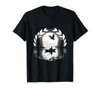 Lone Fisherman on Lake at Sunrise with Eagle T-Shirt