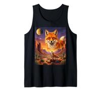 Lone Fox Howling to The Moon Mystic Desert Wild Foxes Tank Top
