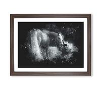 Lone Horse Paint Splash Modern Art Framed Print | A3 Walnut Framed Wall Art | Ready to Hang | Modern Animal Picture | Living Room Bedroom Lounge Office