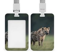 Lone Hyena ID Badge Holder - Retractable Badge Reel, Vertical Card Name Tag Holder with Breakaway Lanyard, ID Cards Holders Case for Nurse Security Staff Women Men