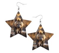 Lone Hyena Prints Leather Star-Shaped Earrings Lightweight And Stylish Accessories For Parties Dances And Everyday Life.