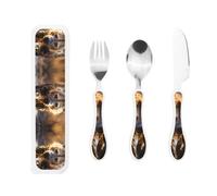Lone Hyena Western Tableware Steak Knife, Fork & Spoon 3-Piece Set †304 Stainless Steel & pp Plastic Design for Kids