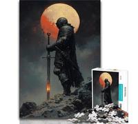 Lone Knight Jigsaw Puzzles for Adults Teenagers Jigsaws Puzzle,Learning Educational Toys Family Games with Matching Poster And Trivia Sheet (75x50cm)
