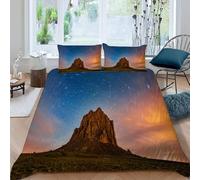 Lone Peak Printed Double Duvet Cover Set Star Trails Bedding Set Ultrasoft Microfiber Quilt Cover 200x200 cm with Zipper and 2 Pillowcases for Double Bed 2357.A