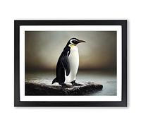 Lone Penguin Framed Print | A2 Black Framed Wall Art | Ready to Hang | Modern Nature Picture | Living Room Bedroom Lounge Office