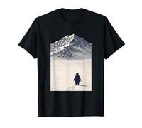 Lone Penguin Walking Snowy Mountain Introvert Mindset T-Shirt