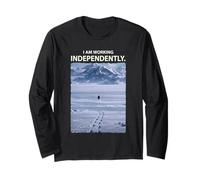 Lone Penguin Walking Toward Mountain Meme Long Sleeve T-Shirt
