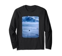 Lone Penguin Walking Toward Mountain Meme Long Sleeve T-Shirt