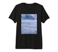 Lone Penguin Walking Toward Mountain Meme Premium T-Shirt
