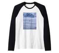 Lone Penguin Walking Toward Mountain Meme Raglan Baseball Tee