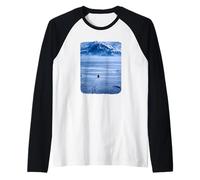 Lone Penguin Walking Toward Mountain Meme Raglan Baseball Tee