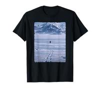 Lone Penguin Walking Toward Mountain Meme T-Shirt