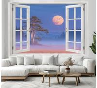 Lone Pine Valley Window View Wall Tapestry Realistic Landscape Of Mountains And Lakes Wall Hanging Tapestries Purple Blue Posters Art Print for Bedroom Living Room Party TV Backdrop Decor, 150x100 cm