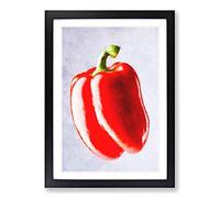 Lone Red Bell Pepper Painting Framed Print | A2 Black Framed Wall Art | Ready to Hang | Modern Historical Picture | Living Room Bedroom Lounge Office
