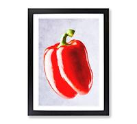 Lone Red Bell Pepper Painting Modern Framed Print | A3 Black Framed Wall Art | Ready to Hang | Modern Historical Picture | Living Room Bedroom Lounge Office