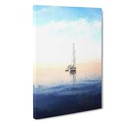Lone Sailboat Canvas Print | Gallery Wrapped 30mm Frame Wall Art | 30x20 inches | Ready to Hang | Coastal Seascape Picture | Living Room Bedroom Lounge Office