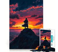 Lone Samurai at Sunset 1000 Piece Jigsaws for Adults DIY Play Firm Edge Pattern Assemble Furniture Decor (38x26cm)