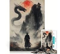 Lone Samurai Vs Dragon 1000 Pieces Jigsaws Adults Puzzles Gifts Sharp Thinking Cozy Fun Fun Activity Game Night (38x52cm)
