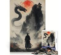 Lone Samurai Vs Dragon 1000 Pieces Jigsaws Adults Puzzles Gifts Sharp Thinking Cozy Fun Fun Activity Game Night (38x52cm)