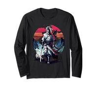 Lone Samurai Warrior Under Crimson Sun Anime Vintage Legend Long Sleeve T-Shirt
