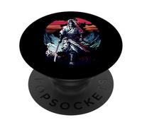Lone Samurai Warrior Under Crimson Sun Anime Vintage Legend PopSockets Adhesive PopGrip