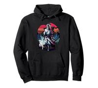 Lone Samurai Warrior Under Crimson Sun Anime Vintage Legend Pullover Hoodie