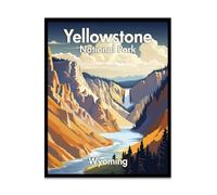 Lone Star Art Yellowstone National Park 11x14 Unframed Poster - Scenic Waterfalls, Valley, and River Illustration, Nature-Inspired Wall Décor for Living Room, Office, Cabin, or Outdoor-Lover Display