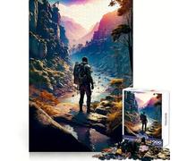 Lone Traveler in Mountain Valley Adult Jigsaw Puzzle1000 Pieces Focus Train Snug Connection Family Enjoyable (50x75cm)