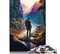 Lone Traveler in Mountain Valley Puzzle 1000 Piece Adult Jigsaw Puzzle Puzzles for Teenagers Gifts Educational Game Challenge Toy 38x26cm/1000pcs