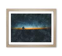 Lone Tree In Brandenburg Germany Painting Modern Art Framed Wall Art Print, Ready to Hang Picture for Living Room Bedroom Home Office Décor, Oak A4 (34 x 25 cm)