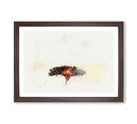 Lone Tree in The Serengeti in Tanzania in Abstract Framed Print | A2 Walnut Framed Wall Art | Ready to Hang | Abstract Floral Picture | Living Room Bedroom Lounge Office