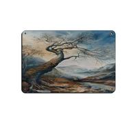 Lone Tree Leaning Into The Valley Art Print Tin Sign Vintage Metal Pub Club Cafe Bar Home Wall Art Decoration Poster Retro 8x12inch(20x30cm)