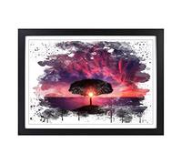 Lone Tree Purple Sunset V3 Framed Print | A2 Black Framed Wall Art | Ready to Hang | Modern Floral Picture | Living Room Bedroom Lounge Office