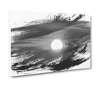 Lone Tree Sunset and Birds V1 Modern Canvas Wall Art Print Ready to Hang, Framed Picture for Living Room Bedroom Home Office Décor, 30x20 Inch (76x50 cm)