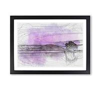Lone Tree Under a Purple Sunrise in Abstract Framed Print | A2 Black Framed Wall Art | Ready to Hang | Abstract Floral Picture | Living Room Bedroom Lounge Office