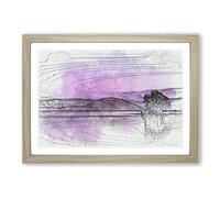 Lone Tree Under a Purple Sunrise in Abstract Framed Print | A2 Oak Framed Wall Art | Ready to Hang | Abstract Floral Picture | Living Room Bedroom Lounge Office