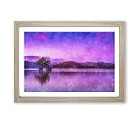 Lone Tree Under a Purple Sunrise Painting Framed Print | A2 Oak Framed Wall Art | Ready to Hang | Modern Floral Picture | Living Room Bedroom Lounge Office