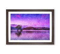 Lone Tree Under a Purple Sunrise Painting Framed Print | A2 Walnut Framed Wall Art | Ready to Hang | Modern Floral Picture | Living Room Bedroom Lounge Office