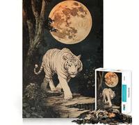 Lone White Tiger Jigsaw Puzzle 1000 Piece for Teenagers Memory Build Vivid Color Playful Challenge Great Gift (38x52cm)