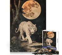 Lone White Tiger Jigsaw Puzzle 1000 Piece for Teenagers Memory Build Vivid Color Playful Challenge Great Gift (38x52cm)