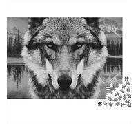 Lone Wolf 1000-Piece Puzzle for Adults, 52x38cm/1000pcs, for A Quiet Evening Project at Home; White Cardboard for Cleaner Sorting