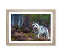 Lone Wolf Framed Print | A2 Oak Framed Wall Art | Ready to Hang | Modern Animal Picture | Living Room Bedroom Lounge Office